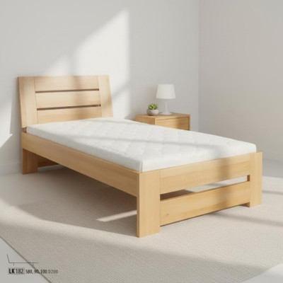 Cama de madera Cama de madera real Camas Hotel 100x200 Estilo Muebles macizos Dormitorio