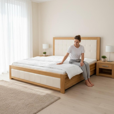 Cama doble de madera de verdad 180x200cm Habitación de dormitorio Camas de madera maciza