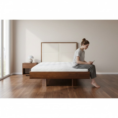 Dormitorio Cama de madera Madera real Cama Camas Hotel 180x200 Estilo Muebles macizos