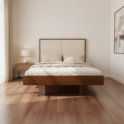 Dormitorio Cama de madera Madera real Cama Camas Hotel 180x200 Estilo Muebles macizos