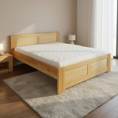 Dormitorio Cama de madera Madera real Cama Camas Hotel 180x200 Estilo Muebles macizos