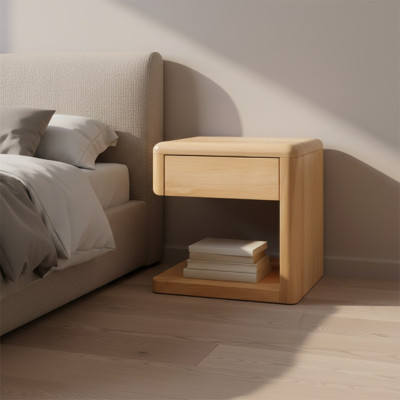 Mesita de noche de madera Mesitas de noche Mesa Consolas estilo campestre Roble Consolas Noche