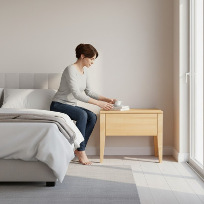 Muebles de madera maciza, mesitas de noche, consolas de mesita de noche, mesa auxiliar hecha a mano.