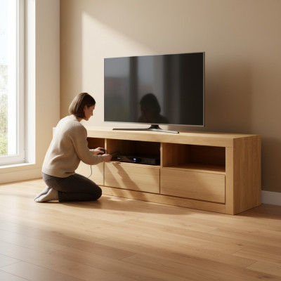 Sideboard TV Lowboard RTV Schrank Sala de estar Hecho a mano Armario de madera maciza Madera
