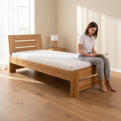 Camas de madera, cama de madera doble de 100x200 cm nueva, cama de madera auténtica nueva.
