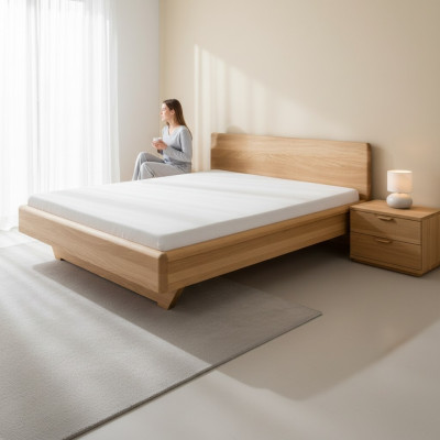 Diseño cama de madera maciza 180x200 camas roble dormitorios marco de cama de madera.