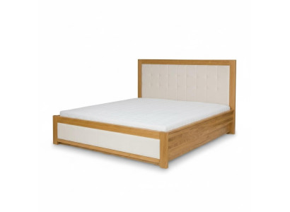 Cama de matrimonio de madera maciza de haya, muebles de dormitorio de madera nueva de 180x200 cm.