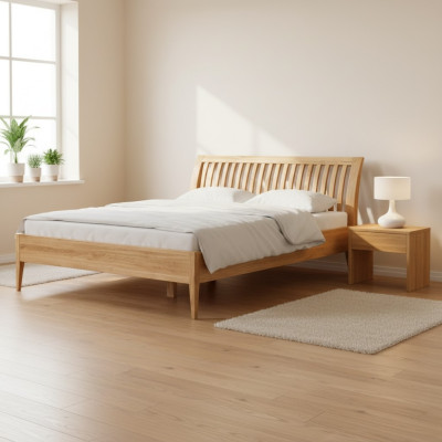 Cama de madera cama doble madera maciza dormitorio hotel camas 180x200cm roble nuevo.