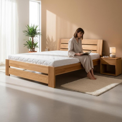 Dormitorio Cama de madera Madera real Cama Camas Hotel Estilo de casa de campo Muebles macizos