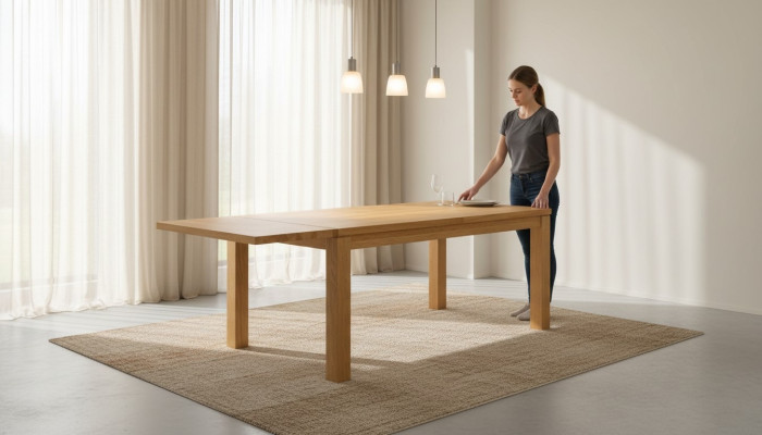 Mesa de comedor maciza de madera real, mesa de roble, mesa de comedor maciza de 180x90 cm hecha en la UE.