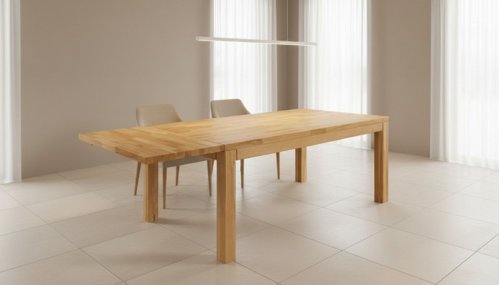 Mesa de comedor maciza de madera real, mesa de roble, mesa de comedor maciza de 180x90 cm hecha en la UE.