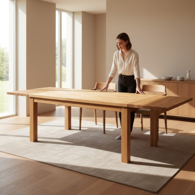 Mesa extensible de comedor mesa de madera hecha a mano de madera maciza Nueva 180x200cm