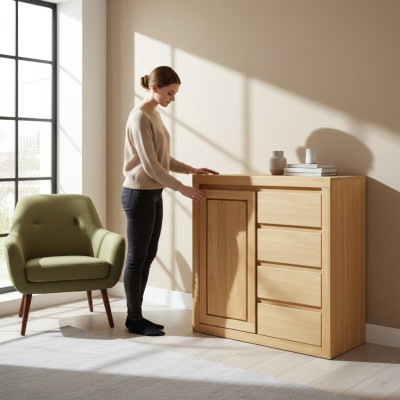 Cómoda Diseño Bajo Muebles auxiliares Aparador Armario Madera real Nuevo
