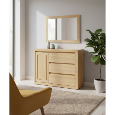 Cómoda de casa de campo de madera maciza Armario Armarios Madera real Roble 140x90cm Cómodas