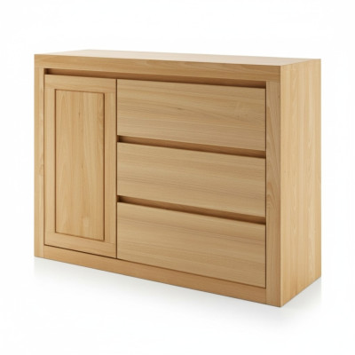 Cómoda de casa de campo de madera maciza Armario Armarios Madera real Roble 140x90cm Cómodas