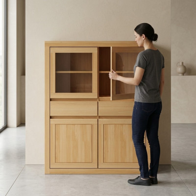 Cómoda de madera hecha a mano Aparador de madera genuina Estante de madera para sala de estar.