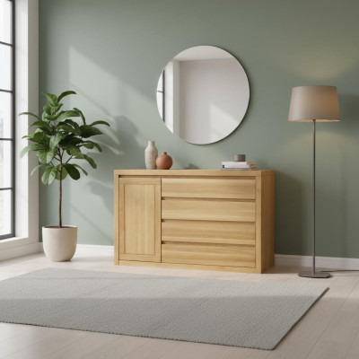 Aparador Cómoda Madera maciza Armarios Madera real 140x90cm Cómodas Armario Roble