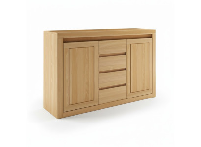 Aparador Cómoda Madera maciza Armarios Madera real Roble 140x90cm Cómodas Armario