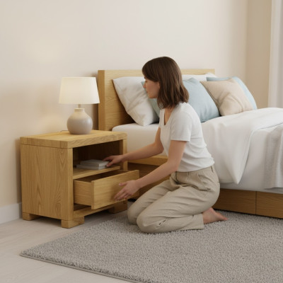 Diseño mesita de noche cajonera cómoda Muebles de madera maciza Muebles de madera Hecho a mano