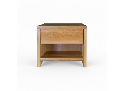 Mesa de noche con 1 cajón de madera maciza, estante consola de roble.