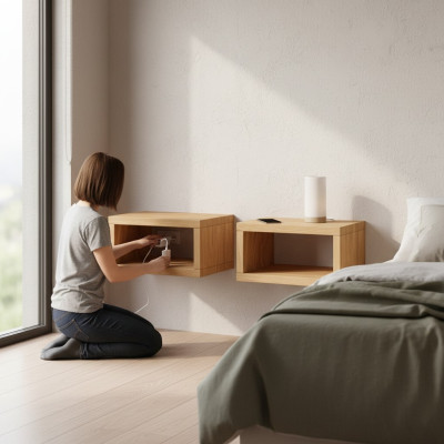 Mesita de noche, madera maciza, mueble de noche, consola de noche, muebles de madera maciza.