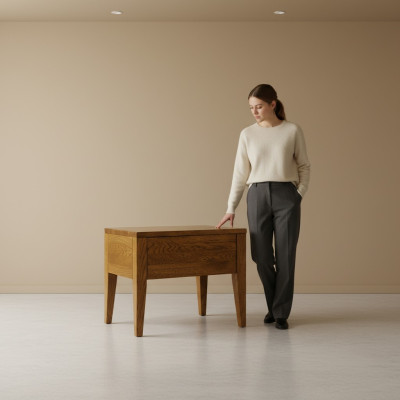 Mesita de noche de madera maciza, mueble auxiliar de noche, consola de noche, cómoda de noche, hecho a mano, consolas.