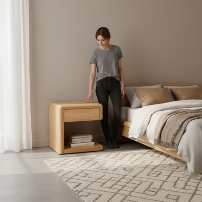 Mesa de noche de madera maciza, mesita de noche, consola de noche, mesa auxiliar, muebles hechos a mano