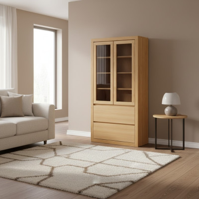 Moderno escaparate vitrinas hecho a mano de madera maciza roble.