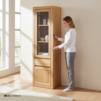 Vitrina de madera maciza armario alto de vitrina de vidrio Muebles macizos de madera armarios de madera real nuevos
