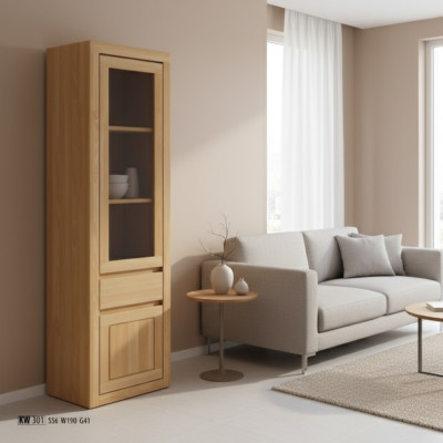 Vitrina de madera maciza armario alto de vitrina de vidrio Muebles macizos de madera armarios de madera real nuevos