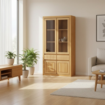 Moderno Vitrina Vitrinas Armario Hecho a mano Madera maciza Armarios Madera maciza Roble