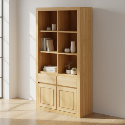 Armario de pared de madera, gabinetes vitrina estantes de pared hechos a mano en madera maciza para la sala de estar.