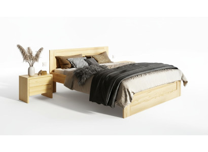 Conjunto de dormitorio de 3 piezas: cama de madera auténtica con 2 mesitas de noche, 180x200cm de madera maciza.