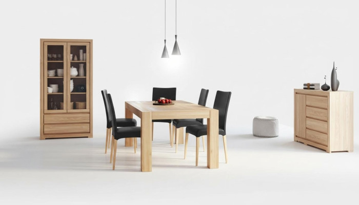 Mesa de comedor de madera maciza de roble auténtico + 6 sillas conjunto de comedor de madera maciza.