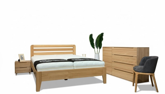 Cama de madera del dormitorio Cama de madera auténtica Hotel 180x200 Estilo Muebles macizos Camas
