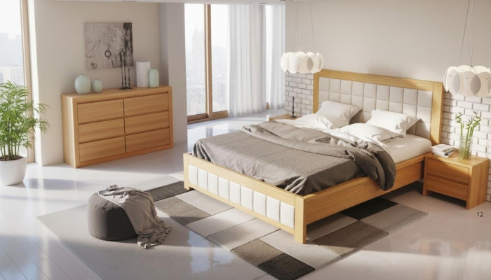 Dormitorio de 3 piezas. Conjunto de cama 2x mesita de noche Consola Camas Doble Hotel Acolchado