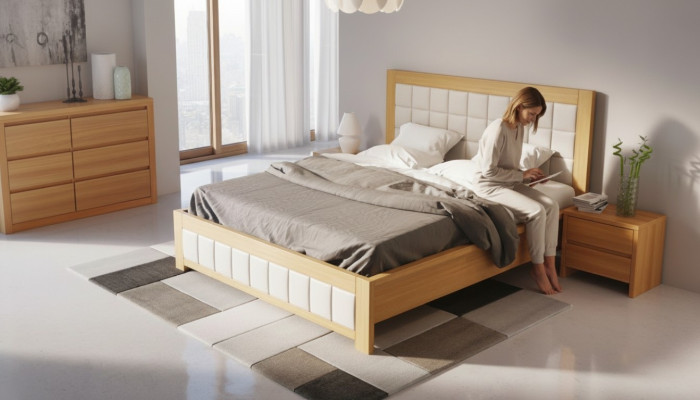 Camas de madera de verdad Cama de madera Cama doble hecha a mano Cama de madera de verdad Nueva