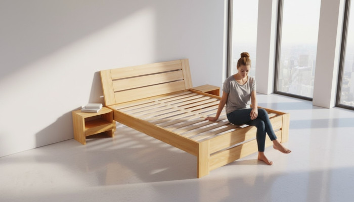 Cama de madera Verdadera madera Dormitorios Hotel 180x200 Estilo Muebles macizos