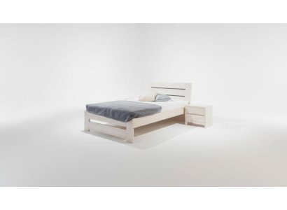Conjunto completo de dormitorio con cama y 2 mesitas de noche de 100x200cm en madera maciza de Loft.