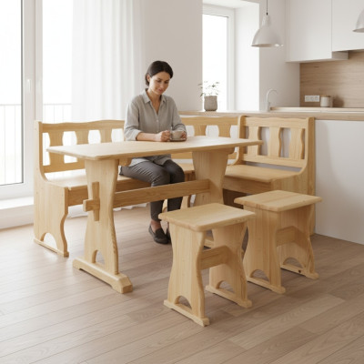 Banqueta de esquina Banco de madera Bancos macizos Zona de comedor de la cocina Asientos de esquina Muebles de madera maciza de calidad madera