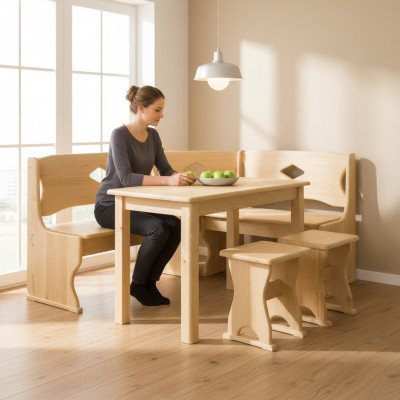 Banco de esquina banco de madera maciza Bancos de madera Cocina Comedor Asientos de esquina Muebles de madera maciza