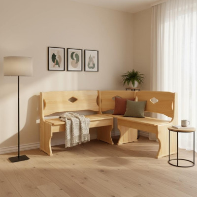 Esquina banco madera maciza de pino Hecho a mano Banco de esquina para comedor estilo rústico