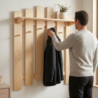 Garderobe Perchero de pared con 6 ganchos, panel de pared para el pasillo, panel de entrada.
