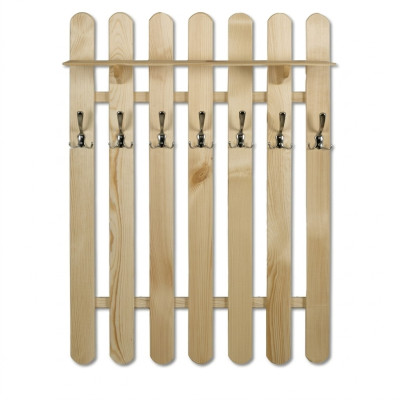 Armario con 7 ganchos, panel de pared de madera maciza para el pasillo.