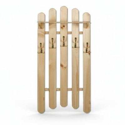 Perchero de pared hecho a mano de madera de pino macizo Armario con 5 ganchos