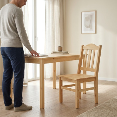 Silla de comedor de madera maciza, silla, sillón, muebles de madera hechos a mano, maciza, nuevo.