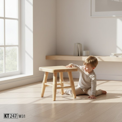 Taburete Taburete de madera Banqueta Haya maciza Silla Taburete Asiento de madera maciza Nueva