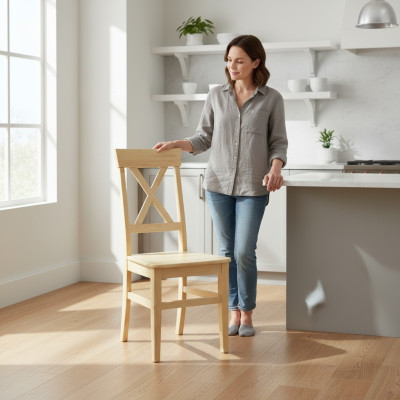 Silla de comedor hecha de madera maciza, silla sillón sillas muebles macizos de madera hechos a mano
