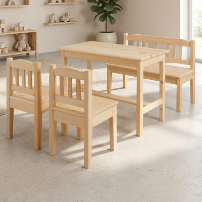 Grupo de asientos para niños de 4 piezas, conjunto de muebles para niños, juego de sillas y mesa para niños.
