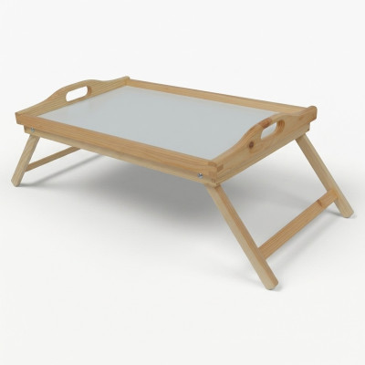 Mesa de desayuno de madera Mesa portátil de madera auténtica Mesa auxiliar de madera auténtica Bandeja de madera auténtica